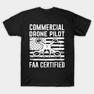 Commercial Drone Pilot USA American Flag T-Shirt